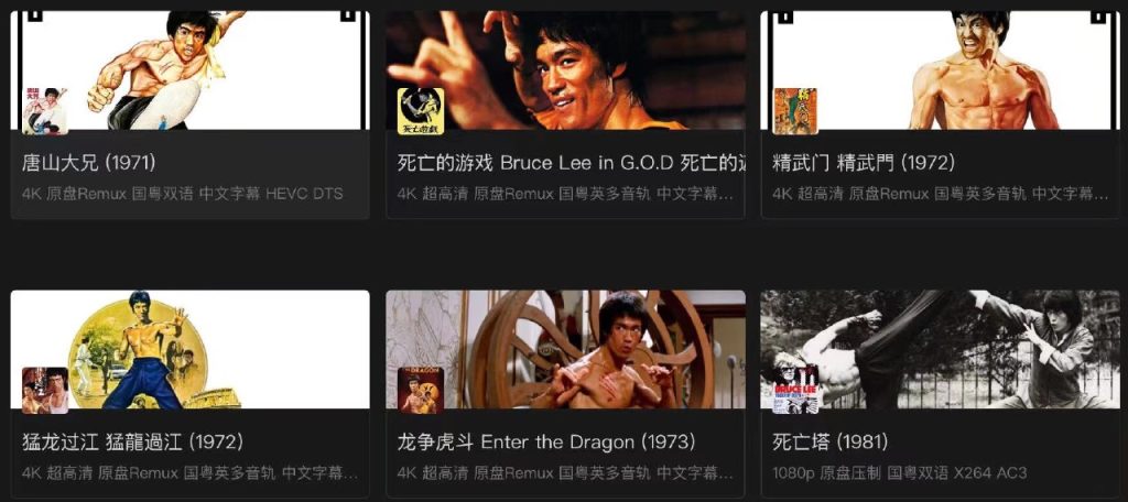 李小龙 全6部+含嘉禾剪辑1部 4K原盘REMUX 杜比视界 内封字幕