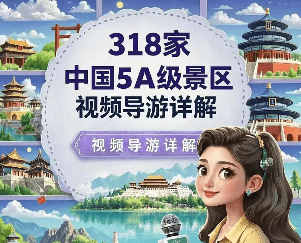 国内318个5A级景区视频讲解+185个航拍，足不出户一镜尽览山河瑰宝！